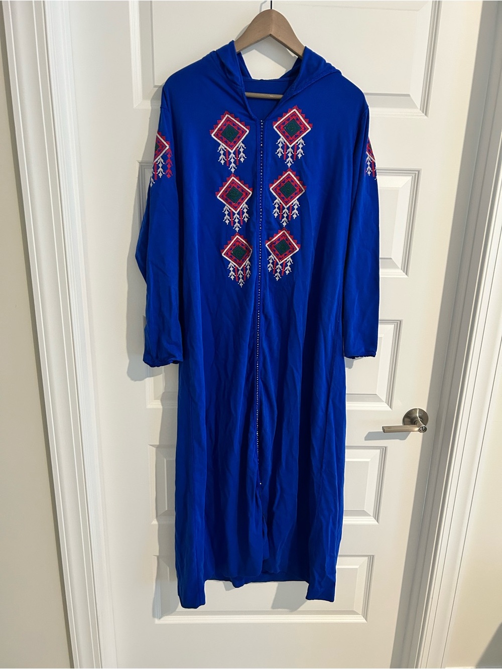 Morrocan Djellaba Blue Red Embroidered